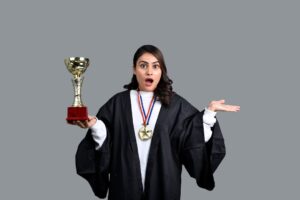 a person holding a trophy